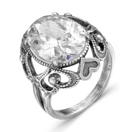 Серебряное кольцо «Любовь» с фианитом