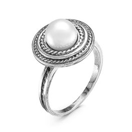 Серебряное кольцо «Электра» с жемчугом