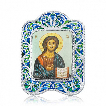 Серебряная плакетка с эмалью «Господь Вседержитель»