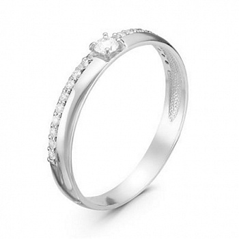 Серебряное кольцо «Бусинка» с фианитами