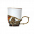 Набор из шести фарфоровых чашек «Бабочки» в латунном подстаканнике с эмалью