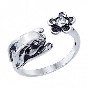 Серебряное кольцо с фианитом «Зайчик»