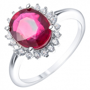 Серебряное кольцо с рубином и белым топазом