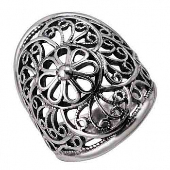 Серебряное кольцо «Цветок» без вставок