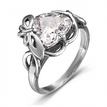 Серебряное кольцо с фианитом «Бабочка» для женщин