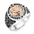 Серебряное кольцо-печатка с фианитами «Царь зверей»