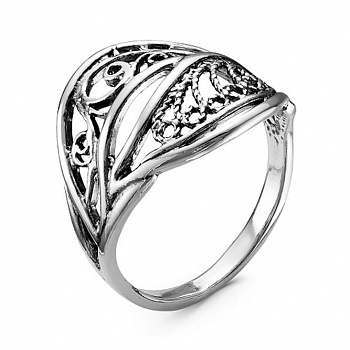 Серебряное кольцо «Листочек» без вставок