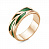 Серебряное кольцо с зеленой эмалью и золочением