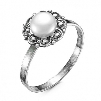 Серебряное кольцо с жемчугом «Каменный цветок»
