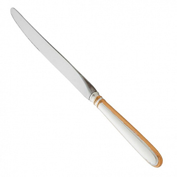 Серебряный нож столовый "Капелька" с позолотой