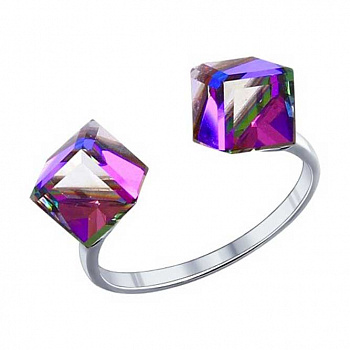 Серебряное кольцо с кристаллами "Куб"