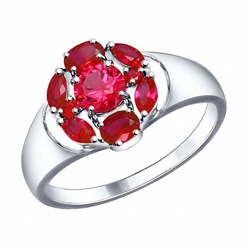 Серебряное кольцо с рубиновыми корундами