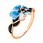 Серебряное кольцо «Синий цветок» с позолотой и фианитом