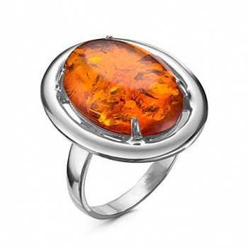 Серебряное кольцо «Золотая осень» с янтарем