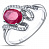 Серебряное кольцо с рубином и фианитом «Змейка»