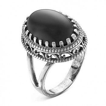 Серебряное кольцо с агатом «Затмение»
