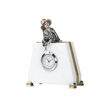 Часы «Пастушок» с серебряным декором