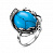 Серебряное кольцо с бирюзой и фианитом «Синева»