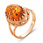 Серебряное кольцо «Листопад» с янтарем и позолотой