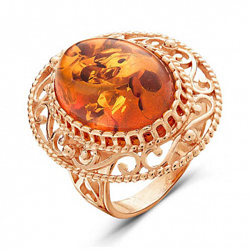 Серебряное кольцо с янтарем «Листопад»