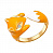 Серебряное кольцо «Лиса» с оранжевой эмалью
