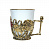 Фарфоровая чашка «Маки» в латунном подстаканнике с эмалью