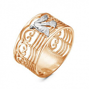 Серебряное кольцо «Символ мира» с золочением