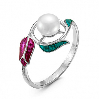 Серебряное кольцо с жемчугом «Тюльпан»