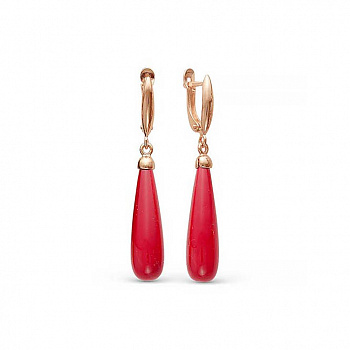Серебряные серьги с красным ювелирным стеклом «Дамские пальчики»
