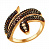 Серебряное кольцо «Змея» с фианитами и золочением
