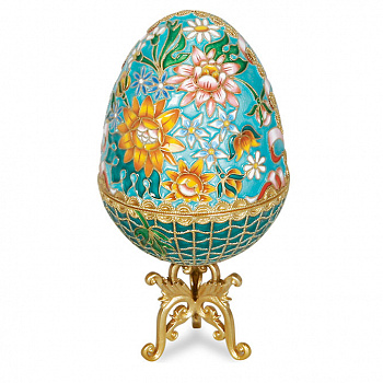 Серебряная яйцо-шкатулка «Цветы»