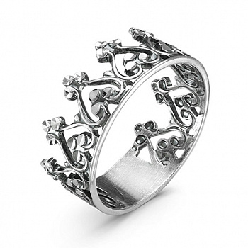 Серебряное кольцо «Корона» без вставок для женщин