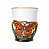 Набор из шести фарфоровых чашек «Бабочки» в латунном подстаканнике с эмалью