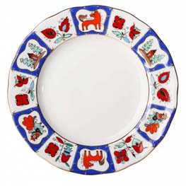 Плоская фарфоровая тарелка «Русский лубок»