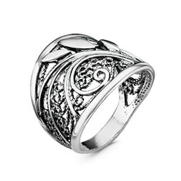 Серебряное кольцо «Лебедь»