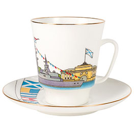 Фарфоровая кофейная чашка с блюдцем «День ВМФ России»