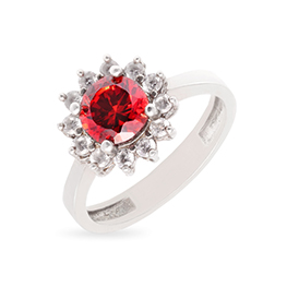 Серебряное кольцо "Lady in red"