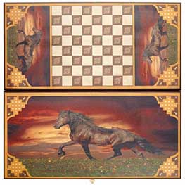 Деревянные шашки и нарды «Лошадь»