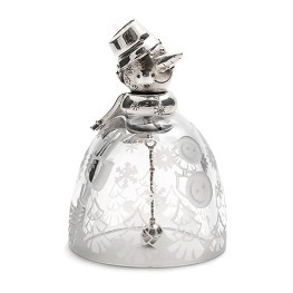 Хрустальный колокольчик «Снеговик» с серебряным декором
