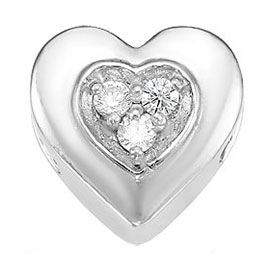Серебряная подвеска-шарм «Сердце» с фианитами