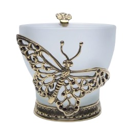 Стеклянная кофейная чашка «Бабочка» в латунном подстаканнике