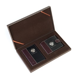 Набор из обложки на паспорт и кошелька «Федерация» с серебряным декором
