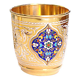 Серебряный позолоченный стакан с эмалью
