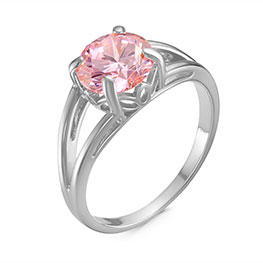 Серебряное кольцо «Мерцание» с розовым фианитом