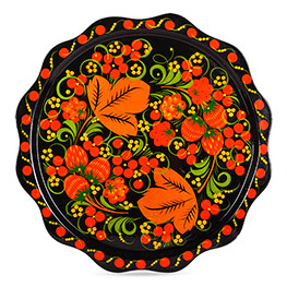 Тарелка с хохломской росписью "Лимонница"