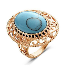Серебряное кольцо «Великолепный век» с золочением и бирюзой