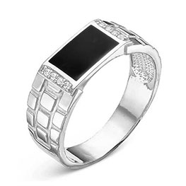 Серебряное кольцо «Структура» с фианитами и эмалью