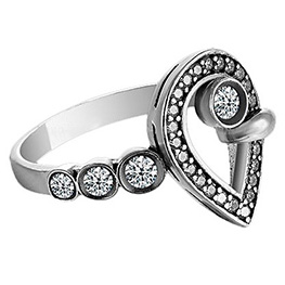 Серебряное кольцо "Капелька" с фианитами