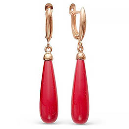 Серебряные серьги с красным ювелирным стеклом «Дамские пальчики»