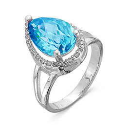 Серебряное кольцо «Сердце океана» с фианитом для женщин